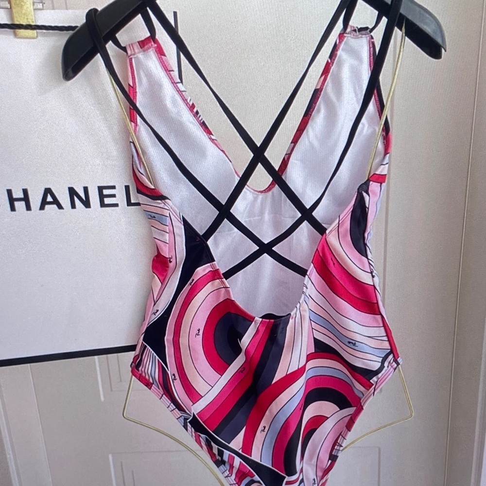 Emilio Pucci Pink Black Multicolor Graphic Print Bodysuit - Picture 5 of 10